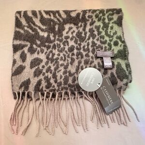 NWT 100% Cashmere Leopard Scarf – charter club - Neutral Gray NWT